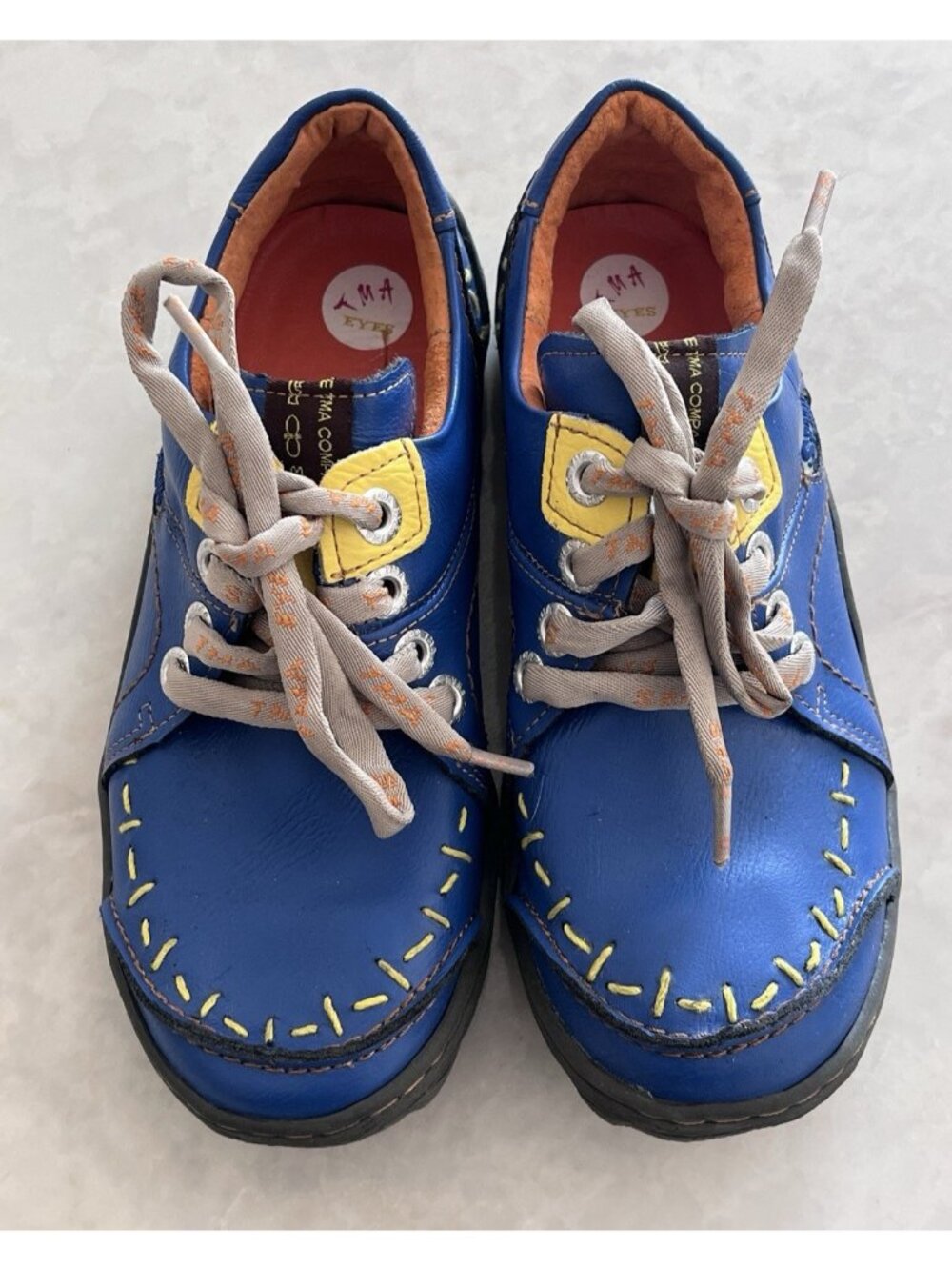 TMA Eyes Women's Original TMA Time Hand Stitched Leather Sneaker Blue USA 7